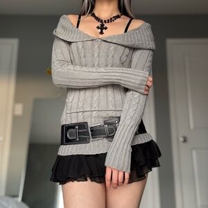 Vintage American Attitudes Grey Cable Knit Sweater